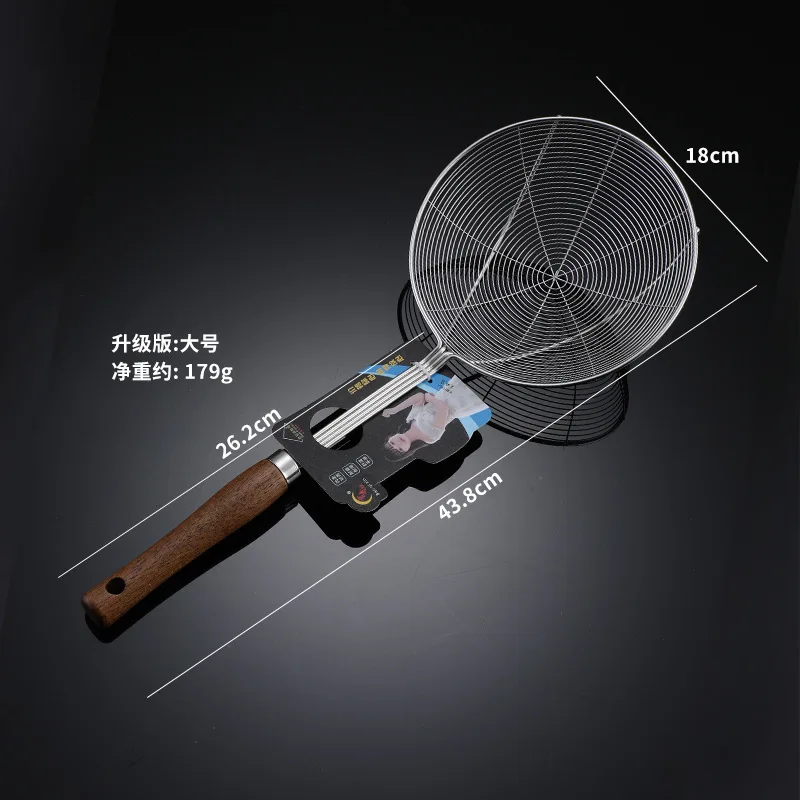 Wholesale Customized  Cooking Frying Utensils Wooden Handle Spider Strainer Skimmer Spoons Ladle