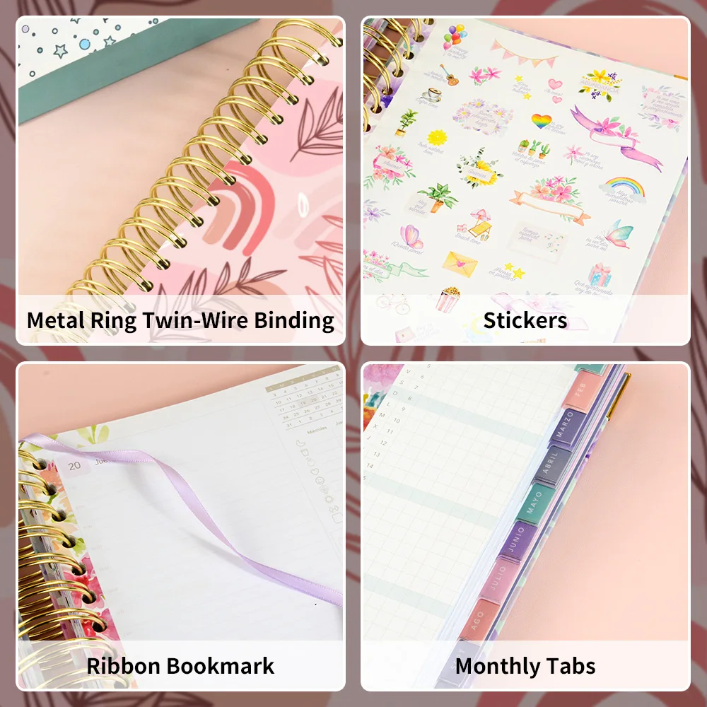 2025 Planner Hardcover Daily Weekly Spiral Undated Goals A5 Planners and Journals Agenda Planner Notebooks