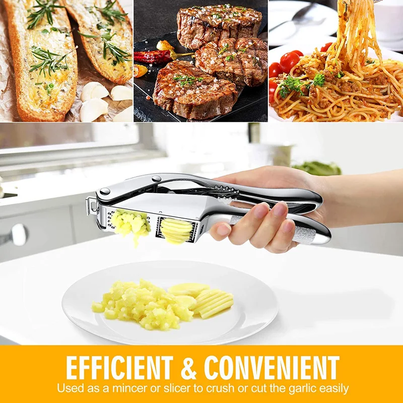 Лидер продаж на Amazon 2 в 1 ручная измельчитель чеснока из нержавеющей стали и алюминиевого сплава домашние кухонные