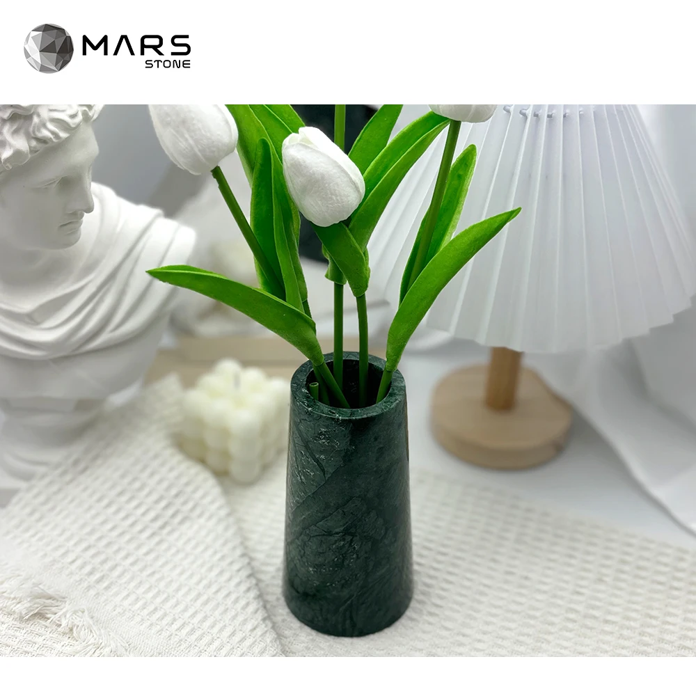 Modern Indian Green Marble Vase Natural Stone Flower Vases Green Vase For Tabletop Home Decor