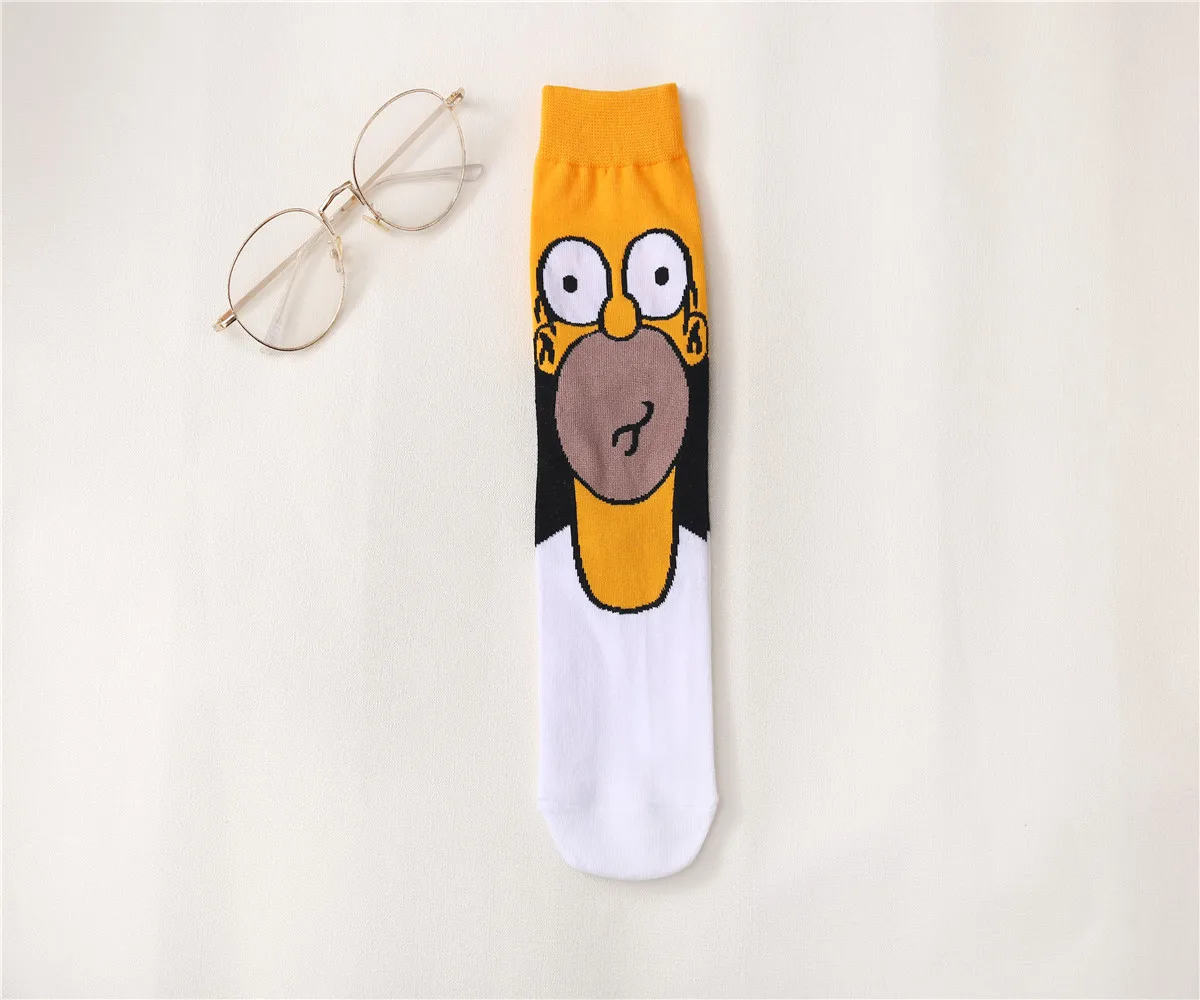 Fashion Cheap Personality Anime characters Cartoon Simpson Middle tube Crew Unisex Floor socks Cotton sports socks