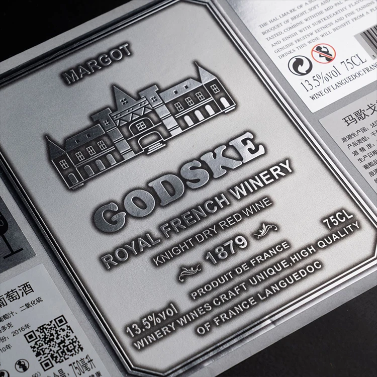  Печать винных этикеток оптовые и Индивидуальные китайские винные металлические этикетки