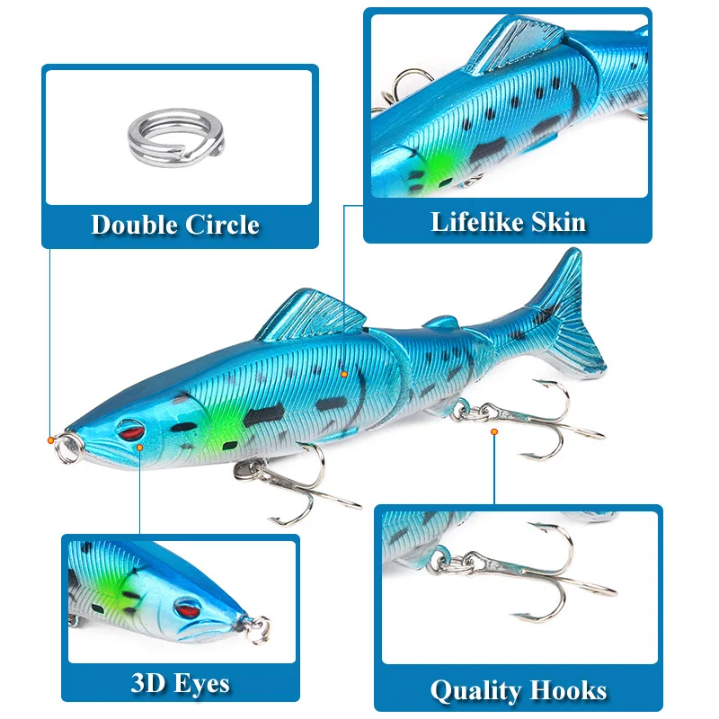 130mm 18.5g 3 Sections  jointed  Fishing Lures Artificial Hard Bait Fishing Bass Trolling Pike Carp Fishing Tools Lure