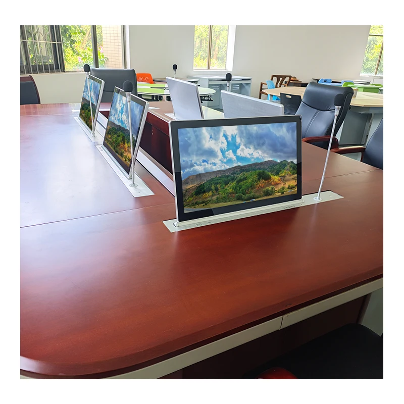 Conference Table Lcd Motorized Lift Monitor Conference Microphone Motorized Touch Screen Lcd Monitor Lift With Audio