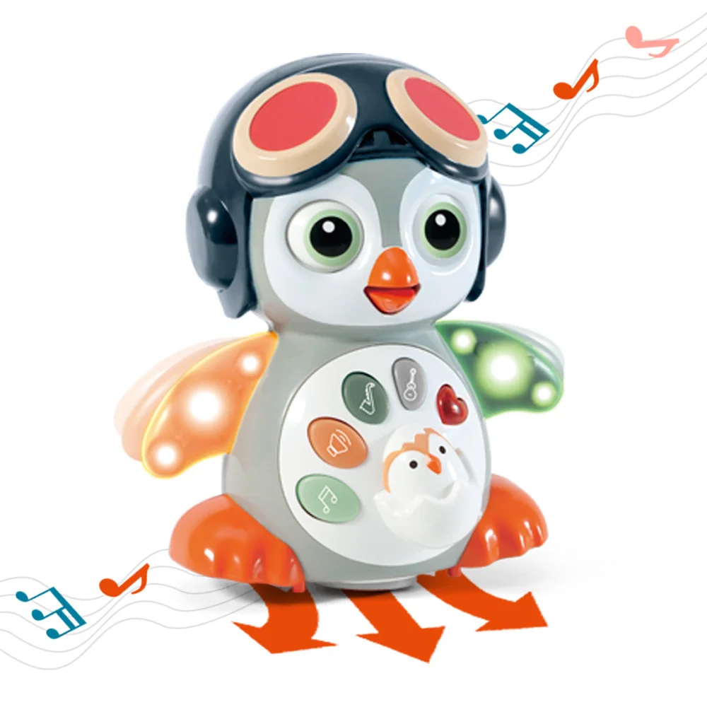 Funny Musical Electric Swing Penguin Infant Tummy Time Toys Walking Sensory Crawling Baby Toy