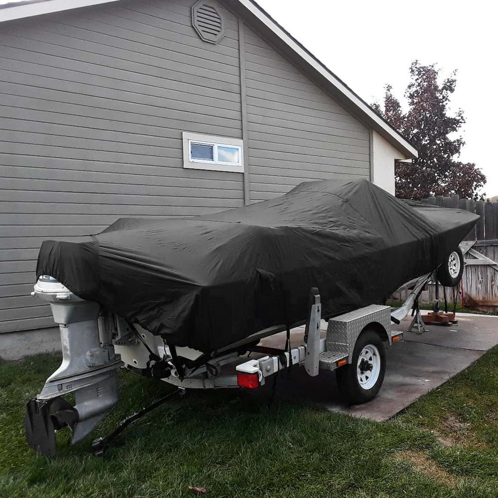 Hot selling outdoor waterproof boat cover for protecting boat from water, rain, snow, hail with custom logo, size