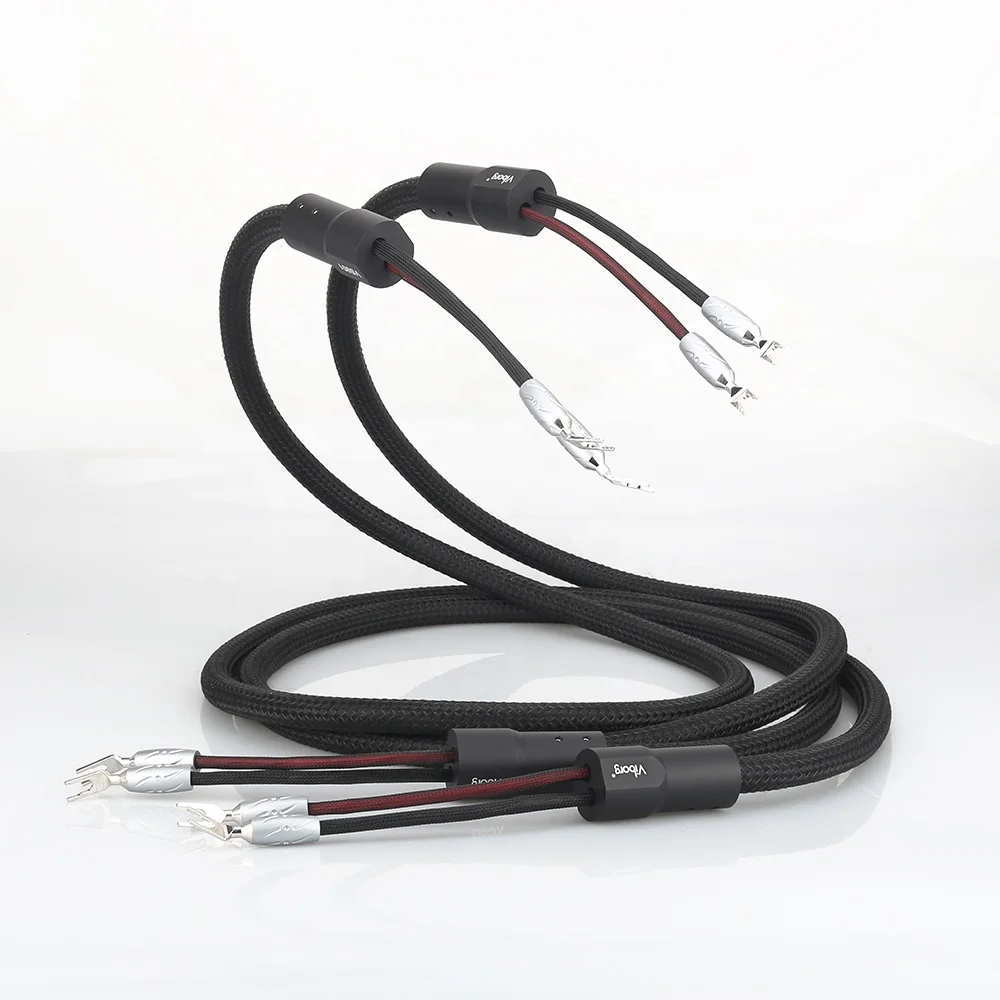 Viborg VS901 OFC Loudspeaker 2.5m Hifi Audio Speaker Cable With Pure Copper Rhodium Plated Spade Plug Connector
