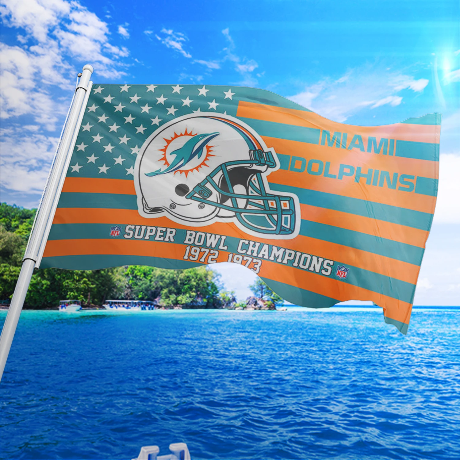 NFL Promotional Product Miami Dolphins Flags 3x5 ft 100% Polyester Custom Miami Dolphins Flags