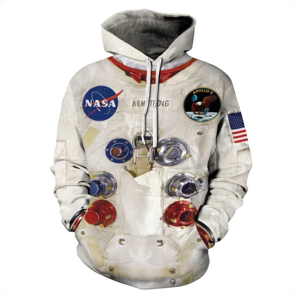 
Hoodies Space suit digital printing couple loose large size baseball uniform wear hooded sweater 