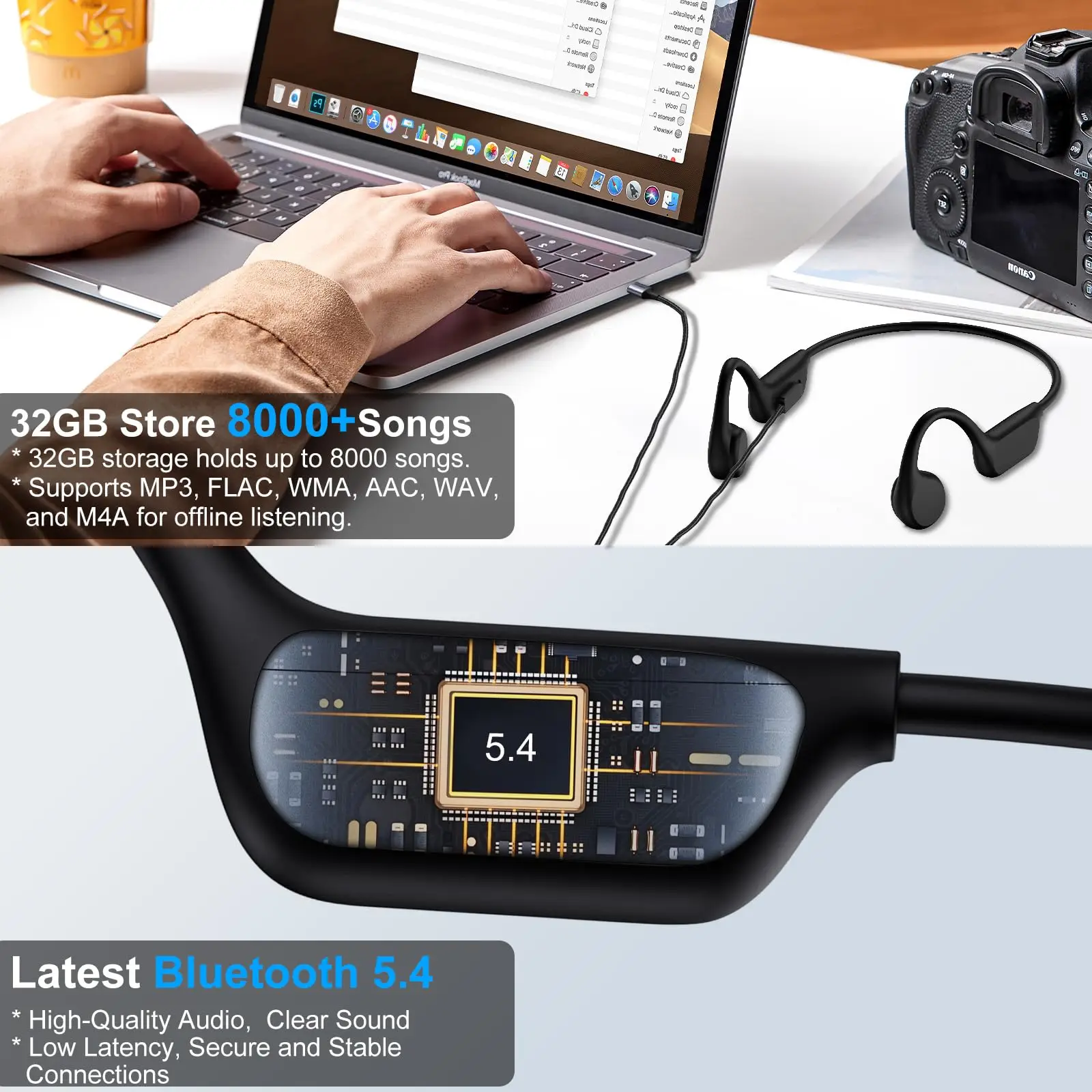 X7 PRO Bone Conduction Swimming Headphones Wireless IPX8 Waterproof Open-Ear Headphones Earphones WITH 32G MP3 Player Underwater