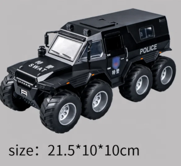 High quality Diecast model car Off-road Vehicle big size Alloy 8WD Off-road Model Car Toy With Light Sound police metal car toys