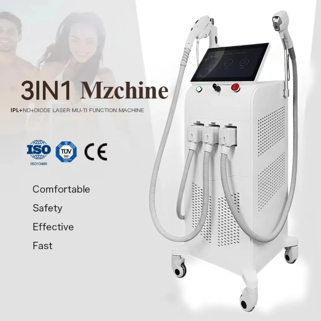 Ce Approved 3 In 1 Multifunction Beauty Machine Alexandrite 808 Diode Laser+Nd Yag +IPL  For Hair Removal Price