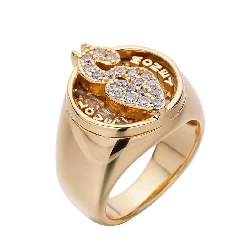 Luxury Personalized S925 Silver Polishing Dollar Symbol Pave Zircon Stone Engraving Love Money Letter Ring For Men