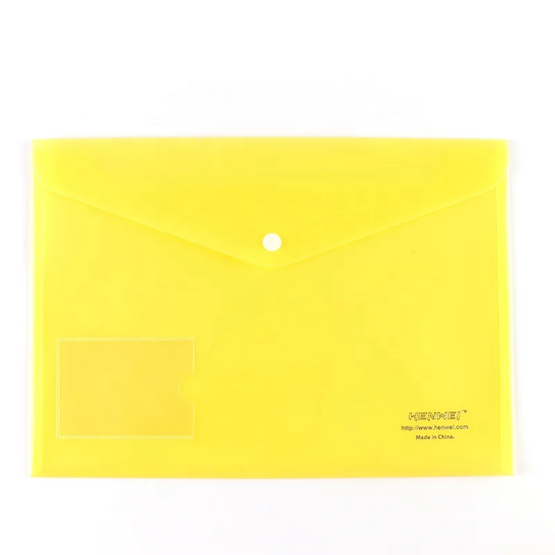 Custom PP Storage A4 Size Envelope Paper Type Test File Filling Document Holder Pencil Case Bag With Button