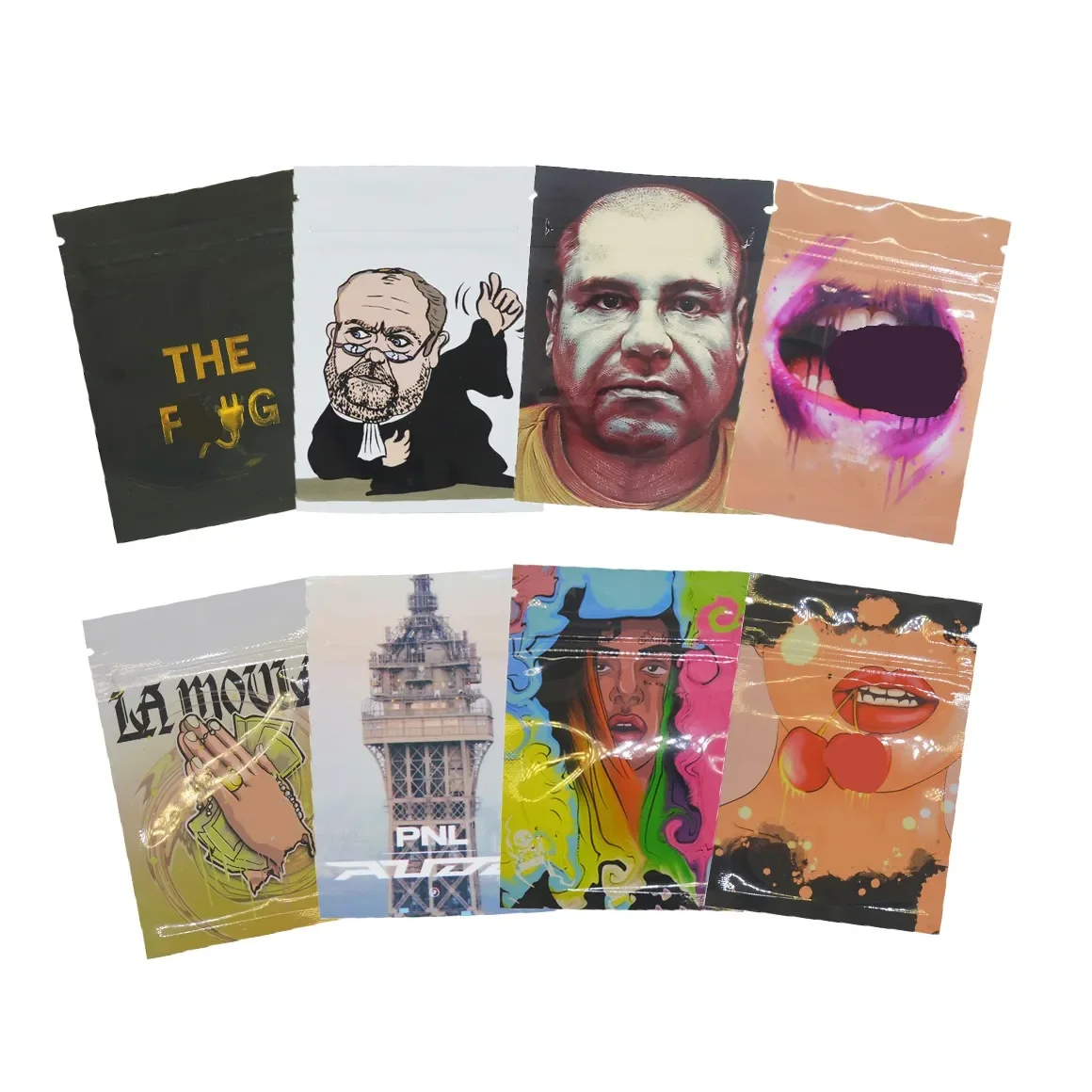 Custom and stock UV Printed Resealable Mini Small 1g Zipper Lay Flat Pouch 3 Side Seal Ziplock Mylar Bags For Gummy Edibles