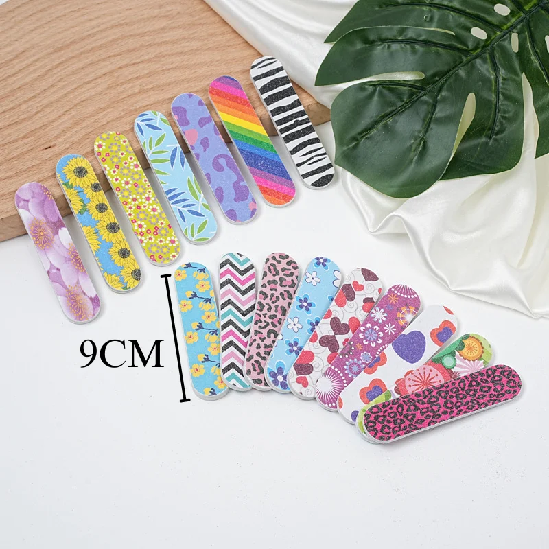 Wholesale Mixed Patterns Nail Polish File Colorful Printed Mini Nail File Double Side Nail Buffer Gel Sticker Tool