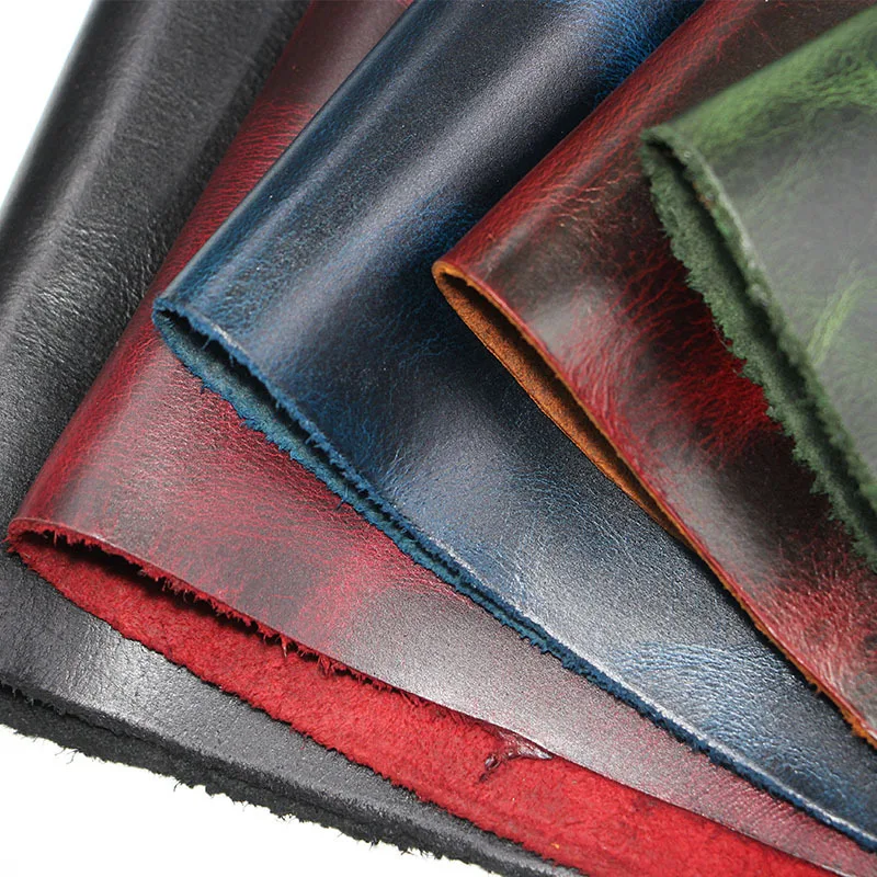 2.0mm Thick Vintage Oil Wax Tanned Leather Genuine Cowhide Crazy Horse Leather for Bags Toys Shoes Handbag