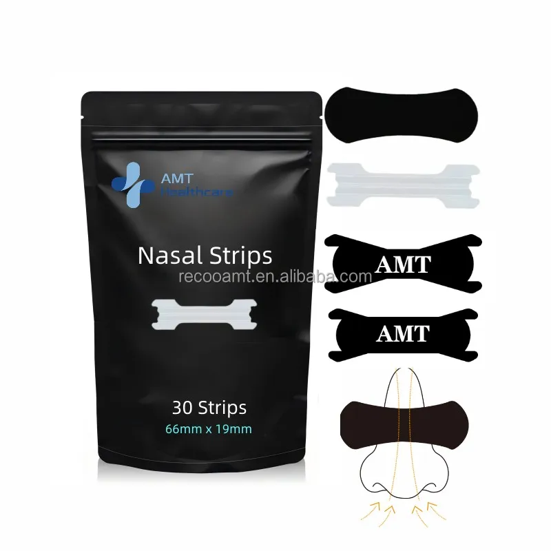Latex-free Hypoallergenic Sport Nasal Strips Anti-sweat Super Elastic Nose Strips to Enhance Breathing black nose strips