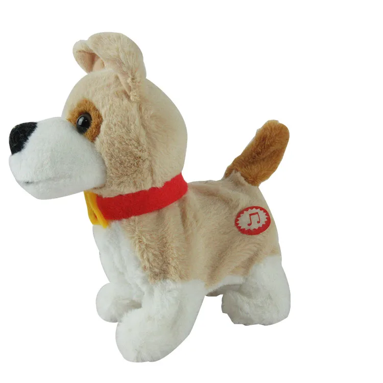 Детский подарок электрическая прогулочная плюшевая собака лай маленький многоцветный фланелевый щенок ходящая игрушка для детей