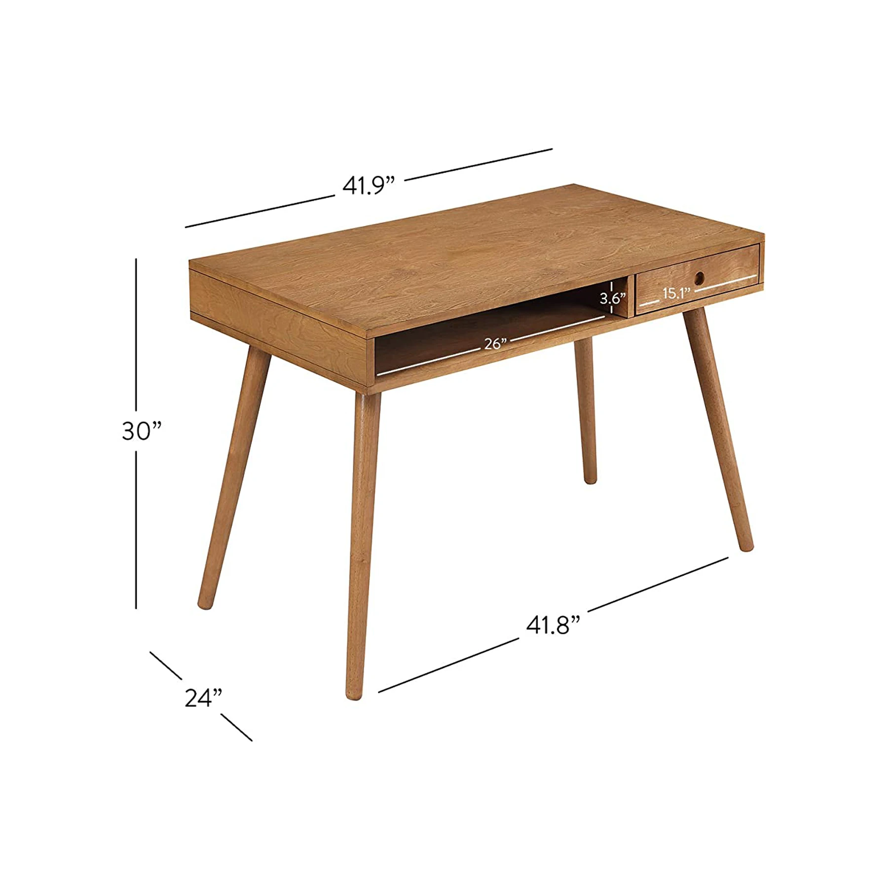 Modern Home Office Writing Table Laptop Computer Desk with Open Storage Cubby Small Drawer