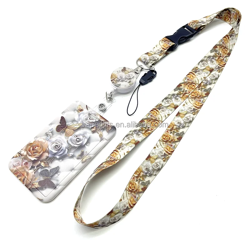 Custom Design Polyester Safety Sublimation Printing Logo Neck Key Chain Nylon Lanyard Card Holder