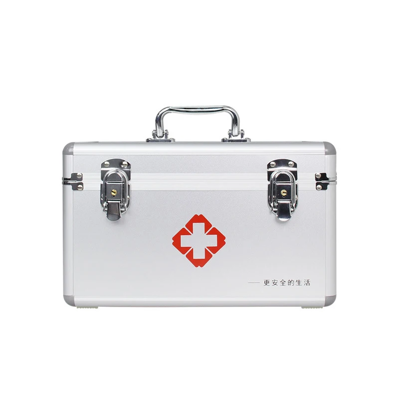 Factory Medical First Aid Box Durable Aluminum with Handle Family Emergency Kit Medicine Organizer Case