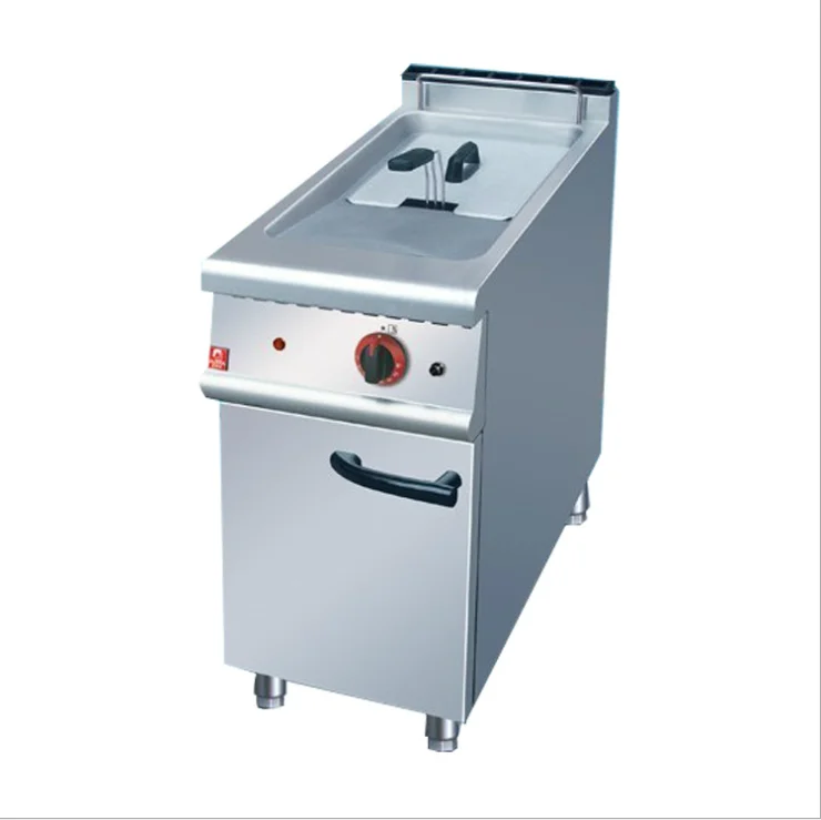 Commercial Kitchen Equipment 380 V Vertical Single Cylinder 1 Basket Electric Deep Fryer with Cabinet