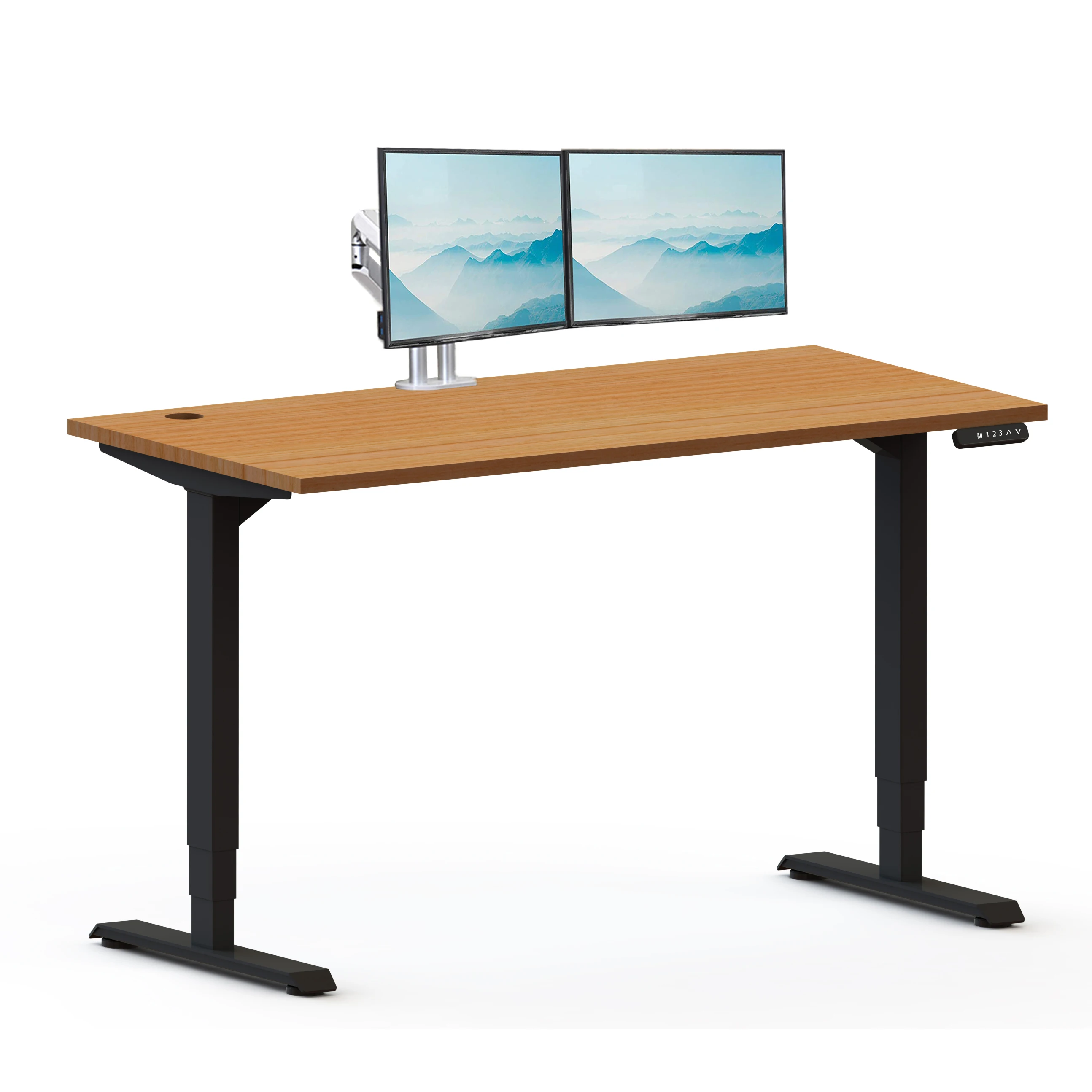 Easy Installation C Clamp Type Spring Gas Dual Monitor Arm Desk Mount,Fully Adjustable Monitor Computer Screen Raiser