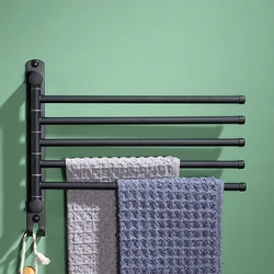 Swing Towel Bars Swivel Towel Rail 5 Arm Wall Mounted Hand Towel Rack Holder Easy Install Wall Mounted