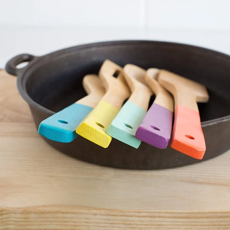 Wholesale Kitchen Utensils Kitchen Bamboo Utensils Spatula Spoon Set with Color Handle