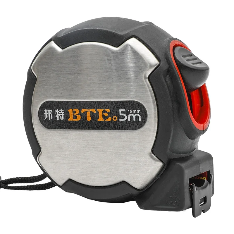 BTE Auto Lock Tape Measure With Logo 3m 5m 7 5m 10m Rubber Case Customized Box Measure Tape High Accuracy Measure Tape