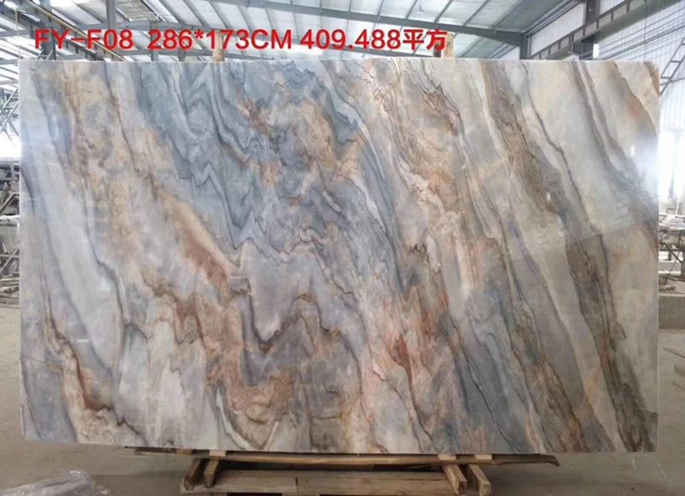 Italy luxury marble floors , Polished Crazy Roman impression brown Marble Slab