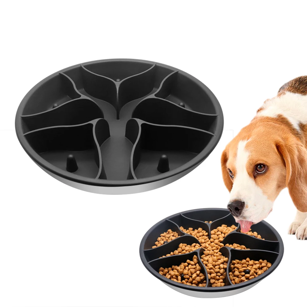 Dog Slow Feeder Bowl Pet Feeding Bowl Silicone Stainless Steel Material Custom Slower Eating Feeder for Dogs and Cats