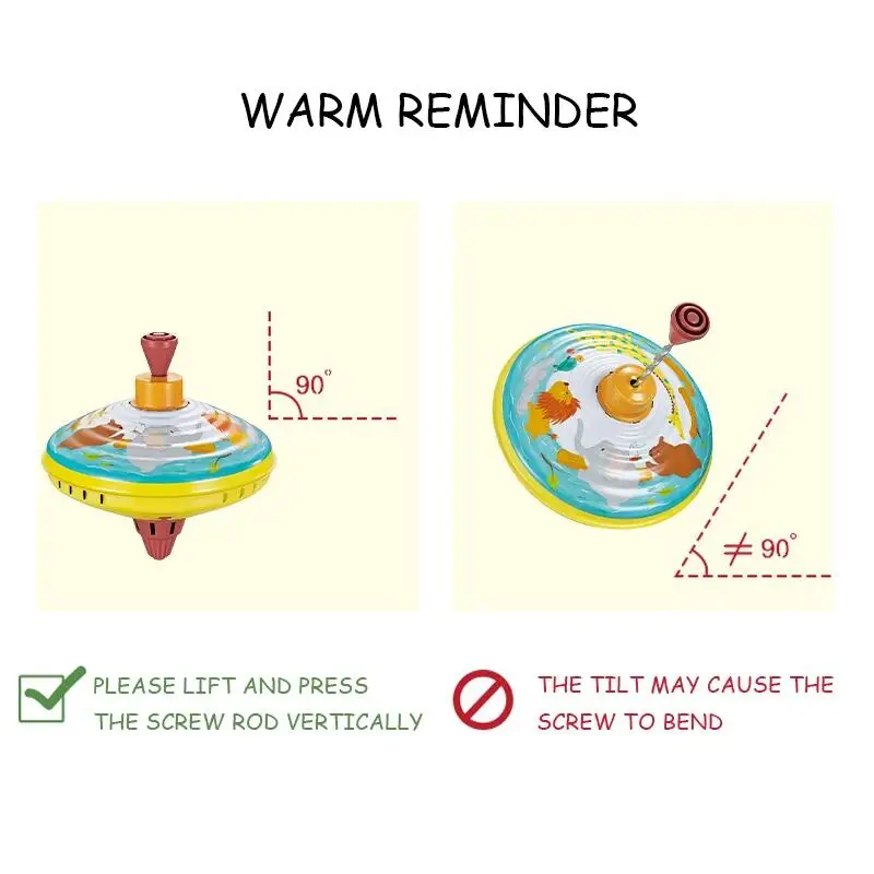 Metal Press Rotation Animal Spinning Peg Top String Gyro Classic Spinning Top Toy for Kids