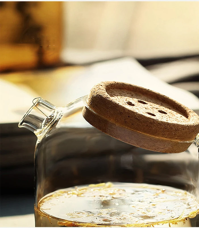 42oz/1200ml high borosilicate glass Tea Juice hot/cold water jug glass water pitcher with handle cork lid