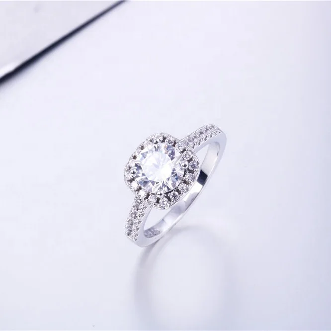 YFN Fine Jewelry 925 Sterling Silver Cushion Cut CZ Diamond Engagement Wedding Ring