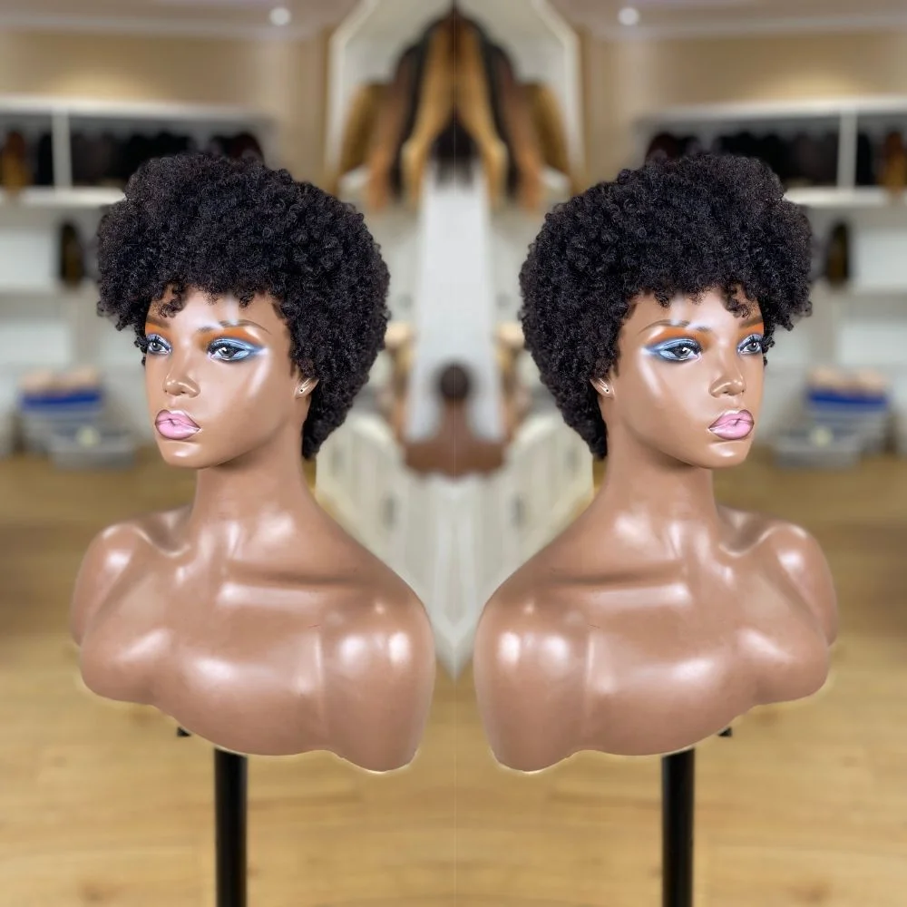 Wholesale Machine Made Cheap Human Hair Brazilian Curly Wigs Short Bob Natural Afro Kinky Curl 8 Inch Wig For Black Women