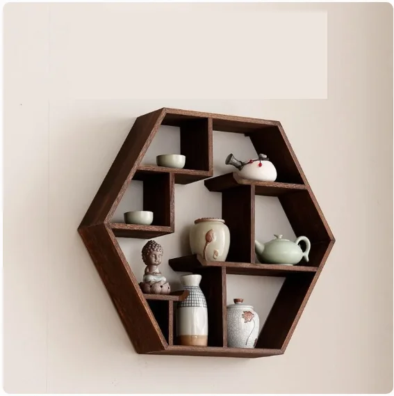 Home Decor Hexagon Floating Shelf Honeycomb Decoration Crystal Essential Oil Display Storage Shelf Succulent Shelf