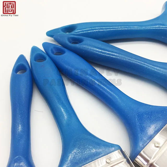 CTPBS011 Wholesale Price  Blue Fluorescence Powder Virgin Plastic Handle Pig Bristle  Polyester Filament Paint Brushes