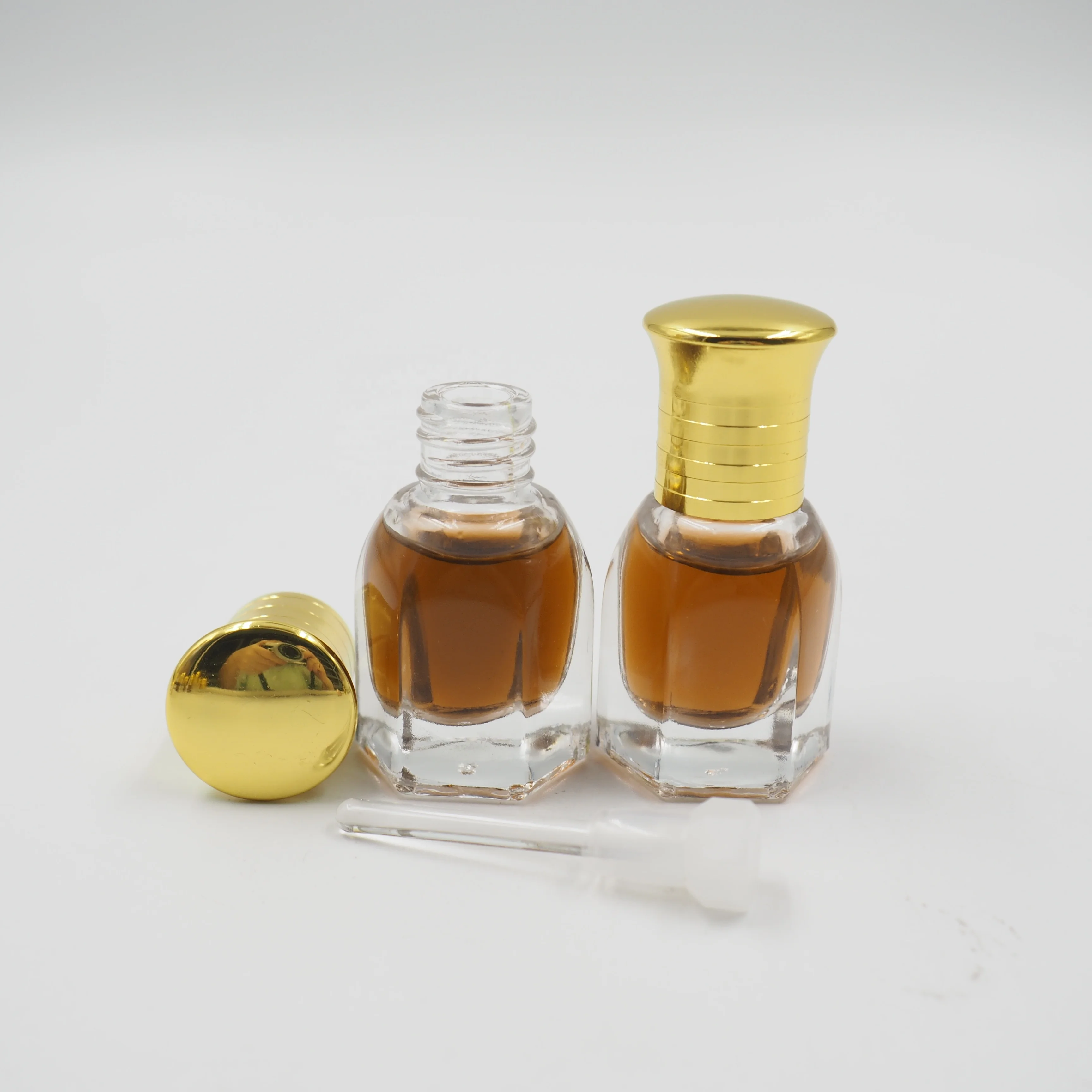 Wholesale 3ml 6ml 12ml Custom Logo Oud Oil Hexagon Fancy Attar Tola Glass Bottle for OUD Oil