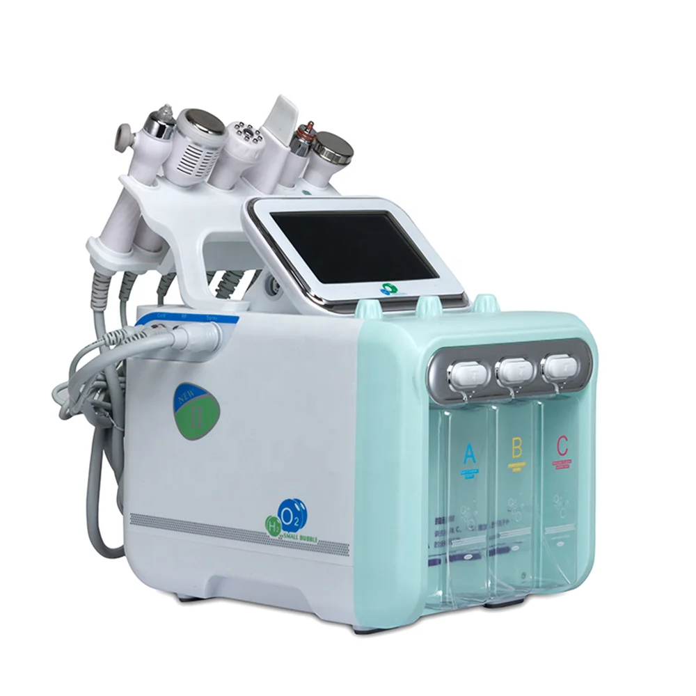 6 Handles Skin Care Machine Small Bubble Face Cleaning Peeling Water Facial Jet H2o2 Hydrogen