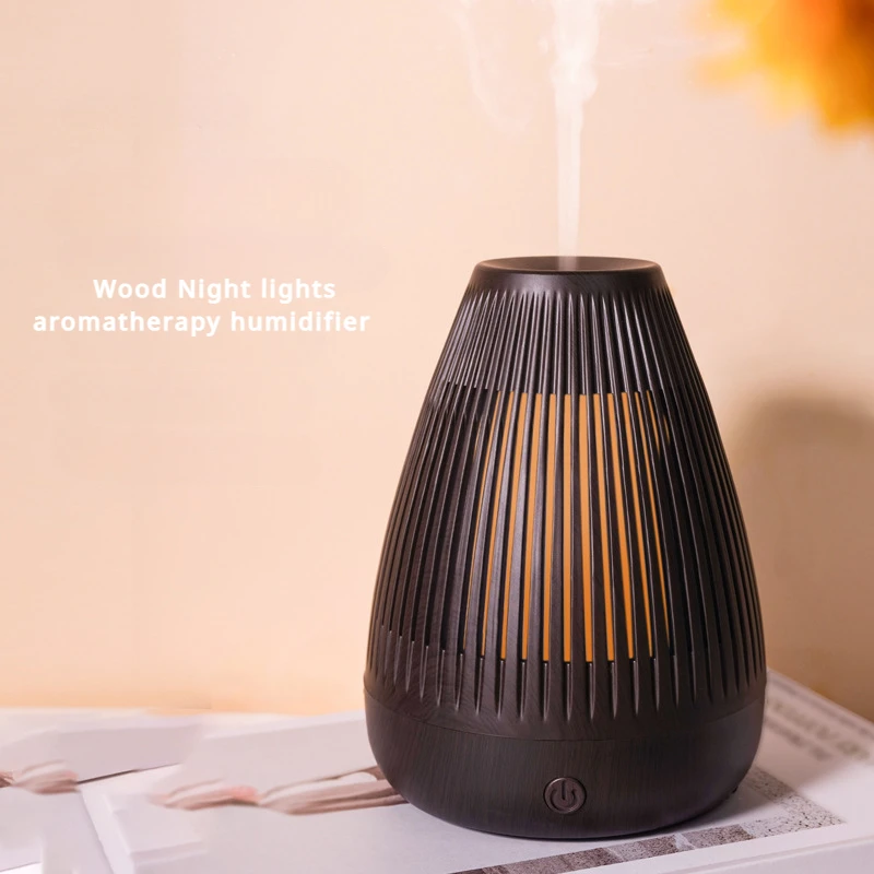 Factory Stocks Design Ultrasonic Essential Oil Electric Aroma Diffuser Hollow Wood Fragrance Perfumer