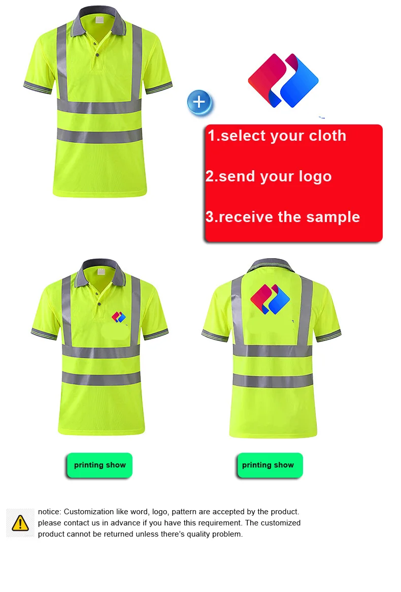 customized high visibility  polo shirt  staff uniform reflective shirt  safety clothing for worker