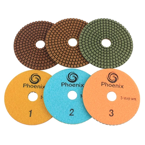 RAIZI TOOL-Super Quality Hot Sales  Phoenix Premium 4inch/100mm 3-Step  granite wet diamond polishing pad