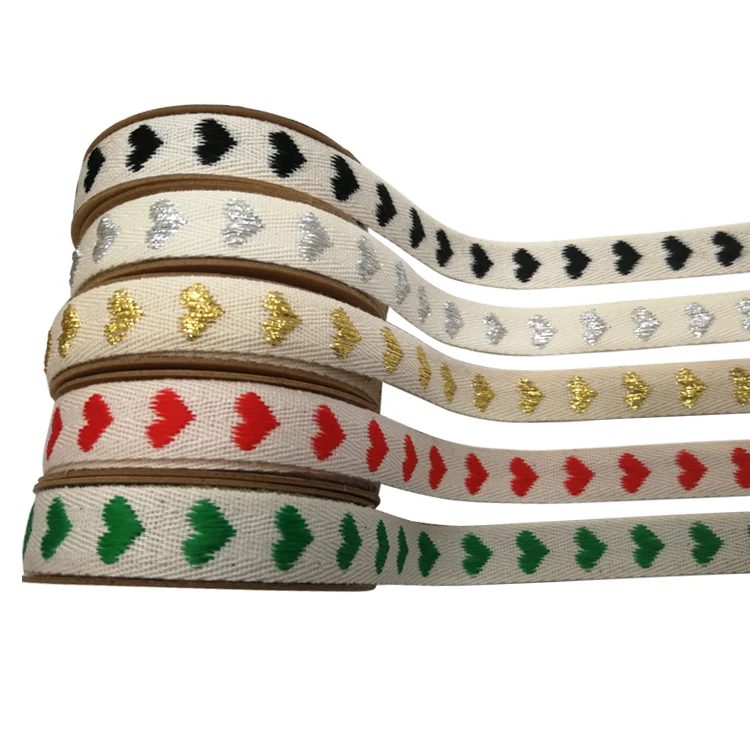 16mm Eco-friendly undyed Cotton ribbon with gold or Silver metallic 100% cotton ribbon in High Quality