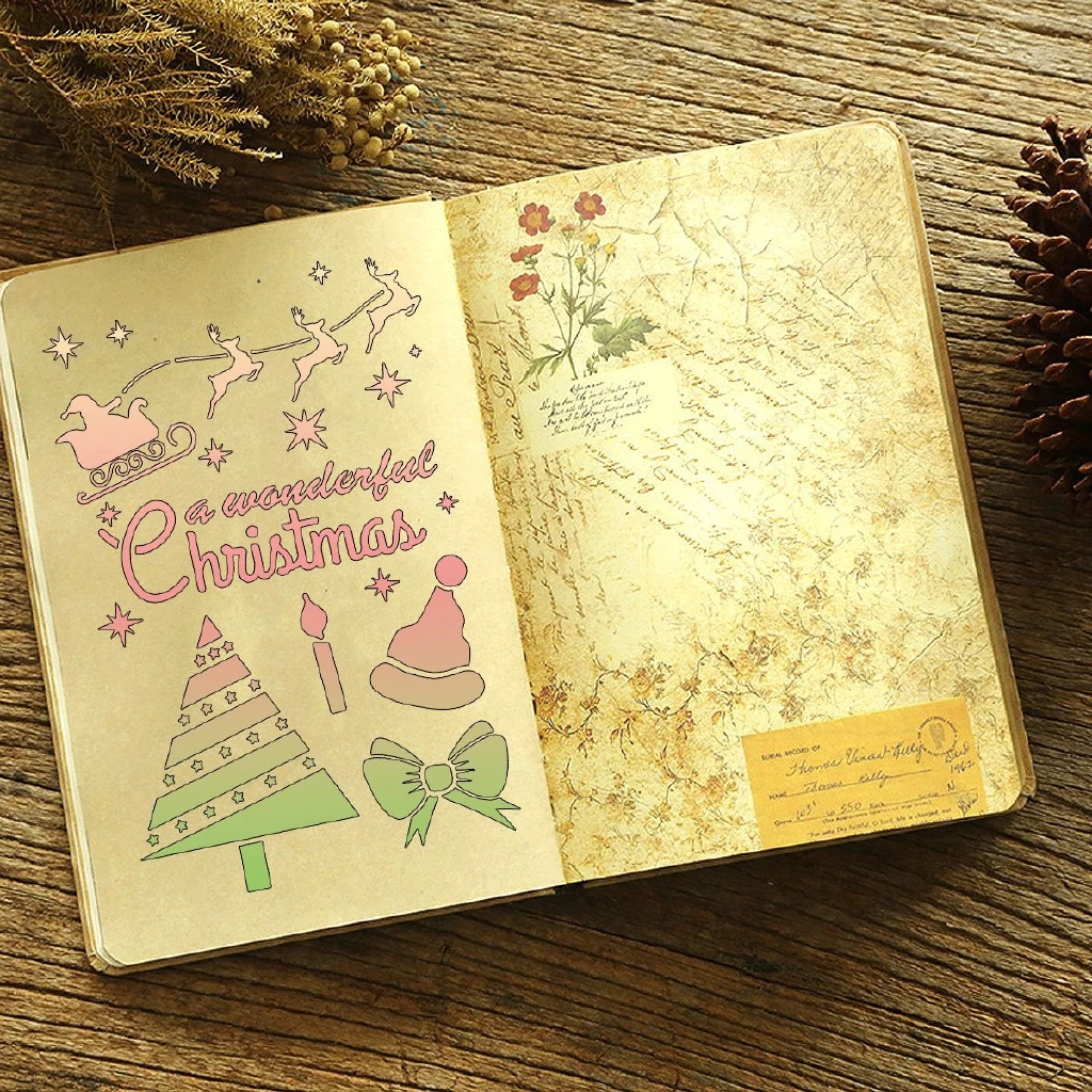 Christmas multifunction drafting tools notebook drawing stencils PET journal template painting stencil