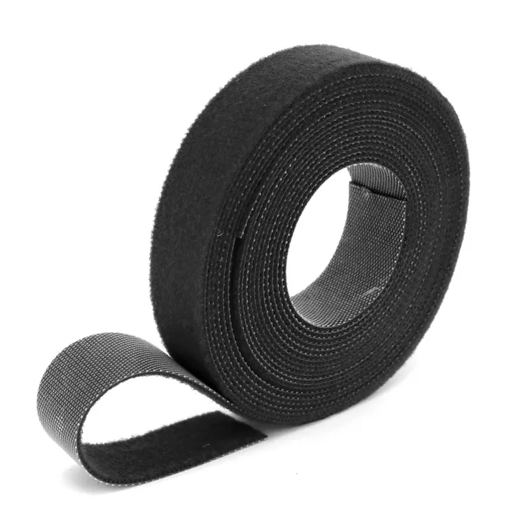 Premium-Quality Eco-Friendly plastic injection Black 10mm 25yards back to back adjustable reusable Hook and Loop Cable Tie