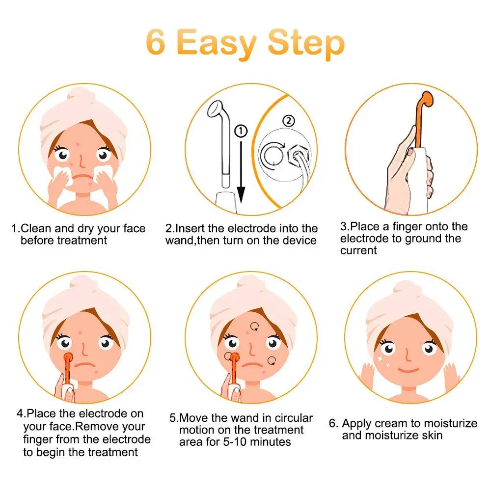 Portable 4 In 1 High Frequency Therapy Wand Handheld Electrotherapy Machine Electric Face Skin Care Beauty Tools