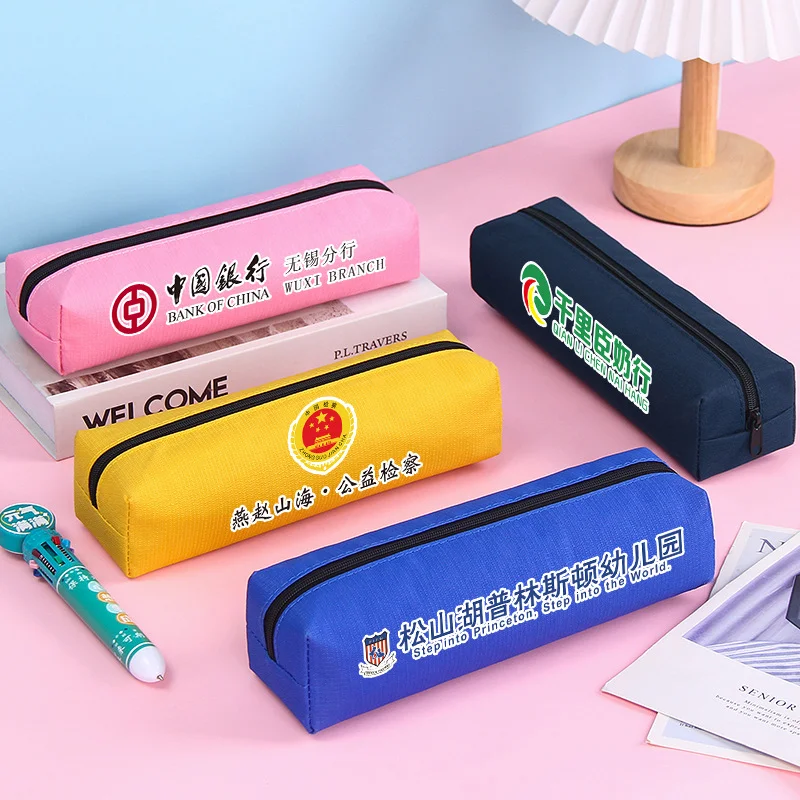 Custom Logo Solid Color Pen Case Bag Large Capacity Beautiful Cute Pen Pencil Pouches Case for Girls School