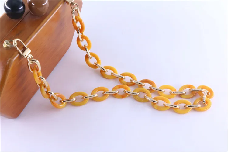 Fashion Beige Brown Acrylic Resin Metal Circle Handbag Handle Strap Detachable Replacement Women Shoulder Strap Bag Accessories